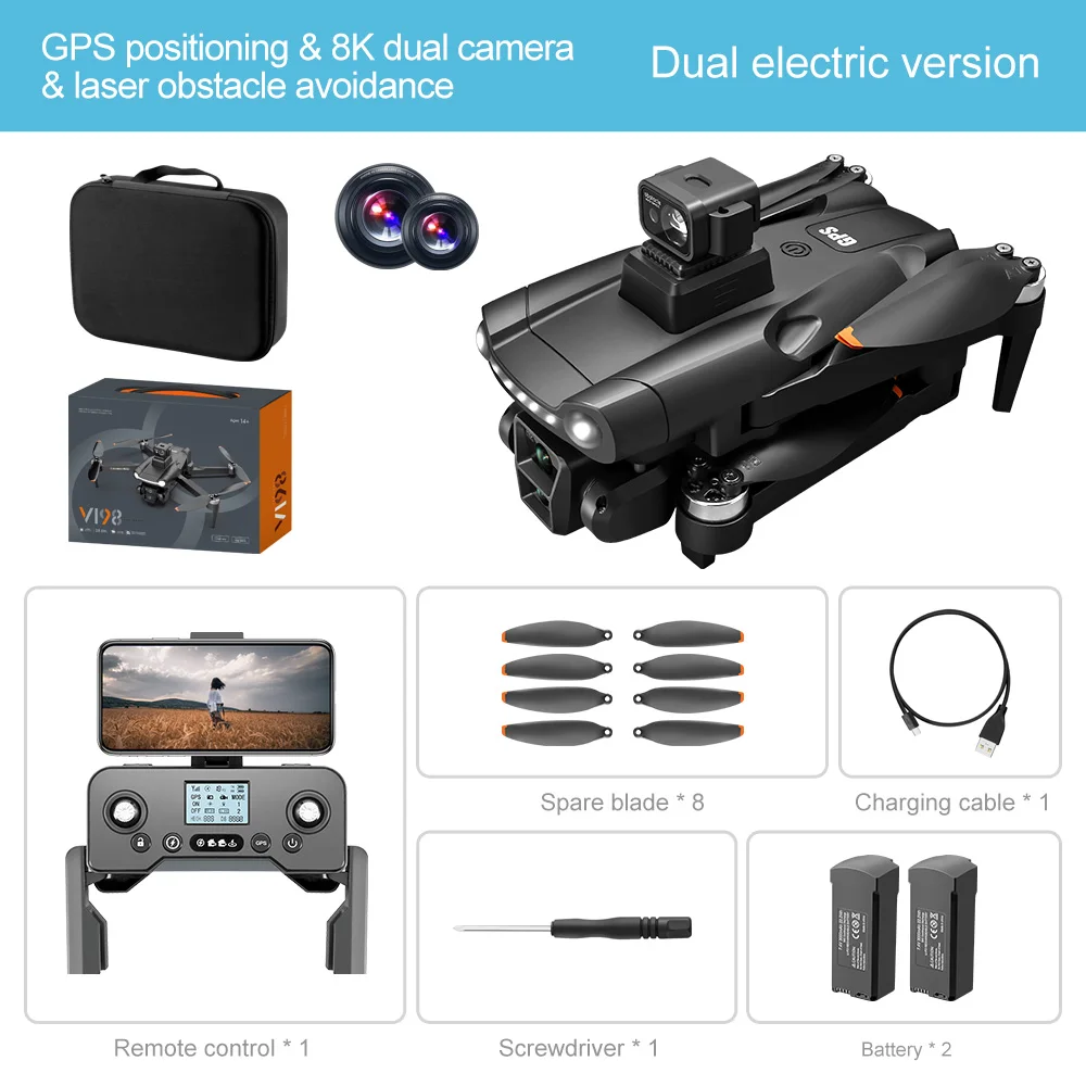 

V198 GPS Professional Drone 3000M 360° Obstacle Avoidance 4K DualHD Camera Dron 5G Brushless Motor Foldable Quadcopter Boy Toy