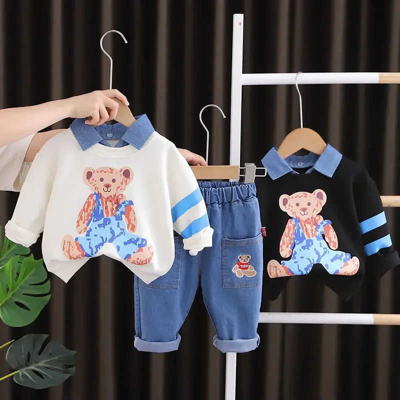 New Autumn Children Boys Girls Clothing Cotton Long Sleeve Cartoon Bear Suit Kids Clothes Tracksuit Kids T-Shirt Pants 2Pcs/set