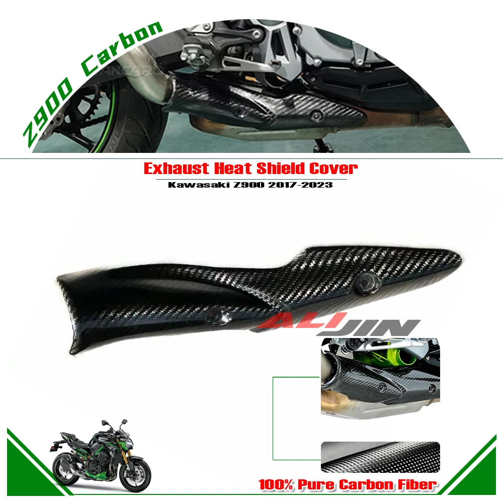 

Fit Kawasaki Z900 2017-2023 2020 2022 Real Dry Carbon Fiber Exhaust Mid Link Pipe Heat Shield Cover Guard Anti-Scalding Shell