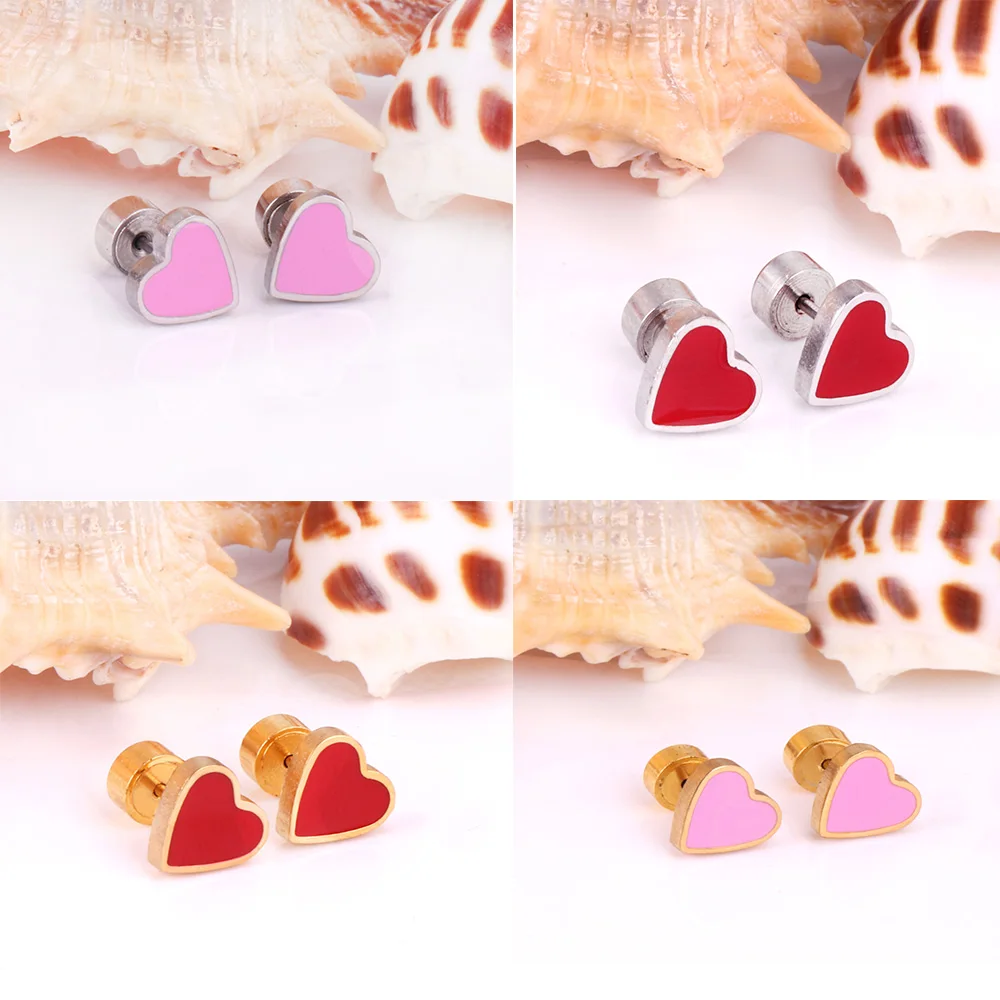 Cute Korean серьги 2021 earrings for women Stainless Steel Gold Silver Color Girls Heart Jewelry Accessories Gift High Quality