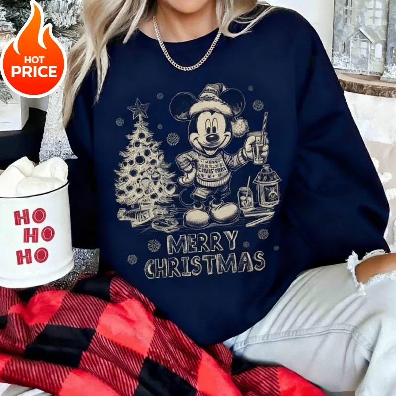 

Mickey Mouse 2025 New Hot Christmas Disney 2025 Crew Neck Sweater Boy Girl Family Oversized Men Women Loose Hoodie Top