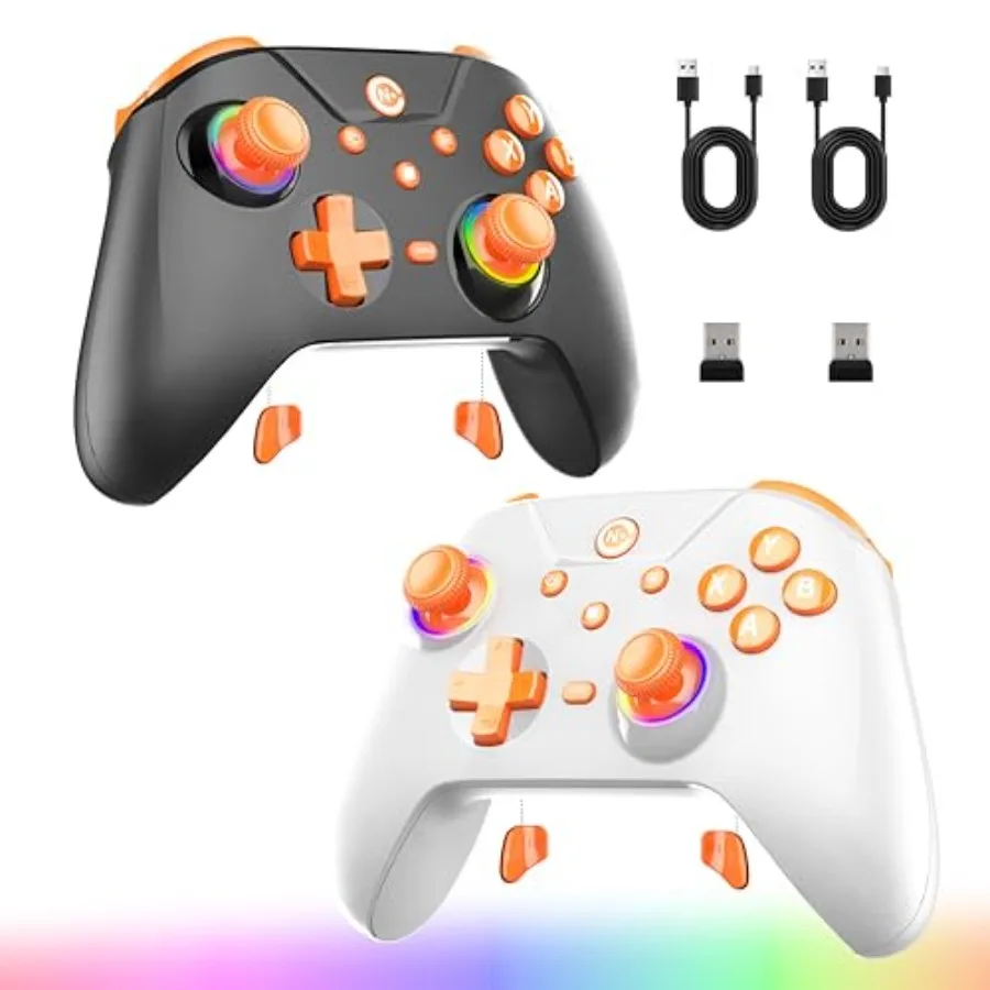 

2-Pack PC Controller Wireless Controller With 2 Rear Buttons N1 N2 2 Shoulder Buttons (M1 M2) RGB Lighting Hall Effect Triggers