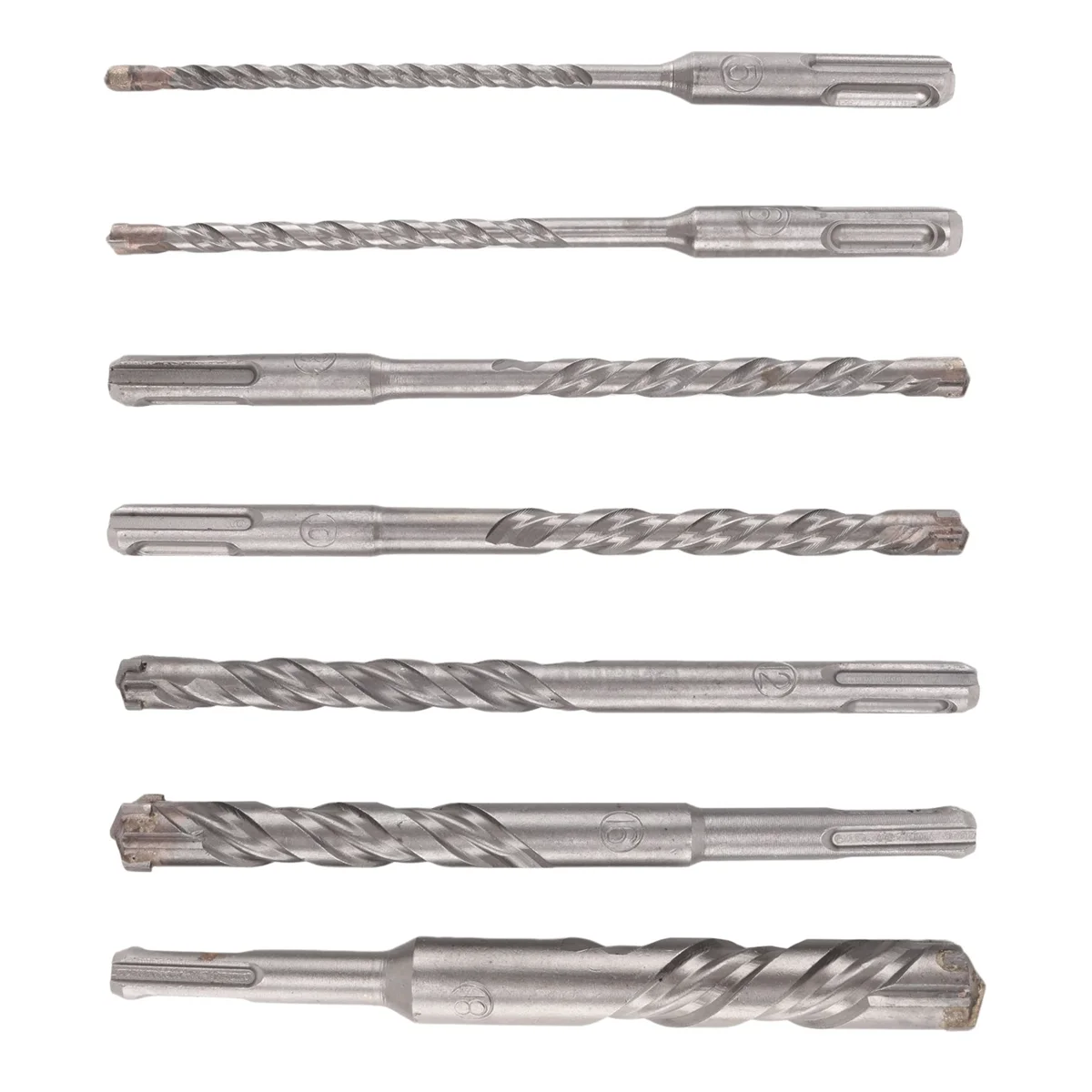 A39U 7 Pcs SDS Plus Hammer Drill Bit Set, (4-Flute) for Concrete Brick Block Stone Masonry and Granite