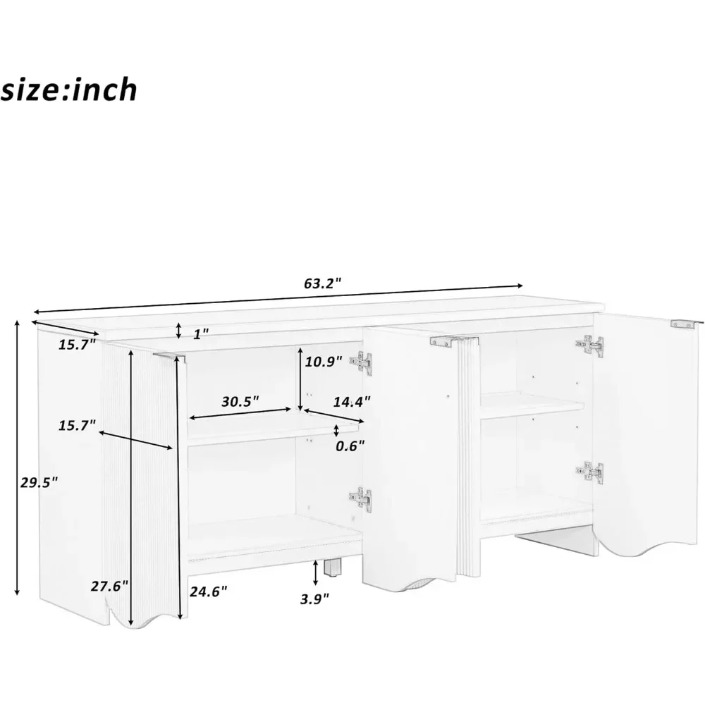 Credenza moderna con accento, armadio portaoggetti con ripiani regolabili per corridoio d'ingresso del soggiorno