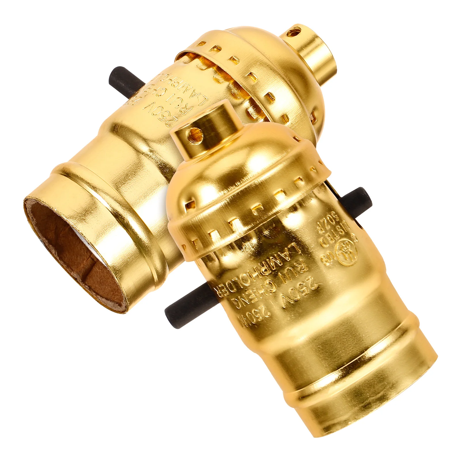 

2 Pcs Switch Lamp Holder Parts Socket Replacement Retro Vintage Light Bulb Push-type