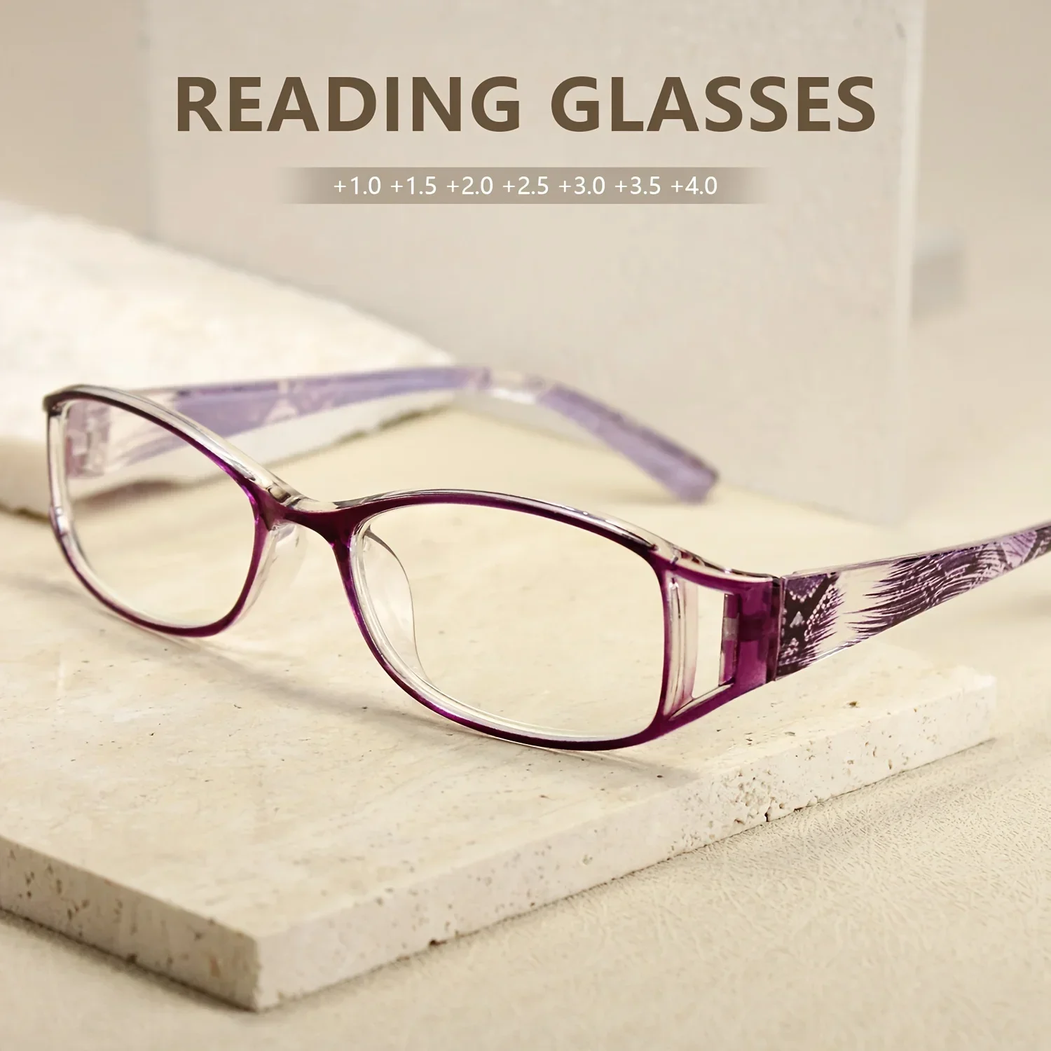 1/4 Stück rechteckige Lesebrille mit einzigartigem Muster, modisch und elegant, für Presbyopie, für Damen und Herren – Detail 3