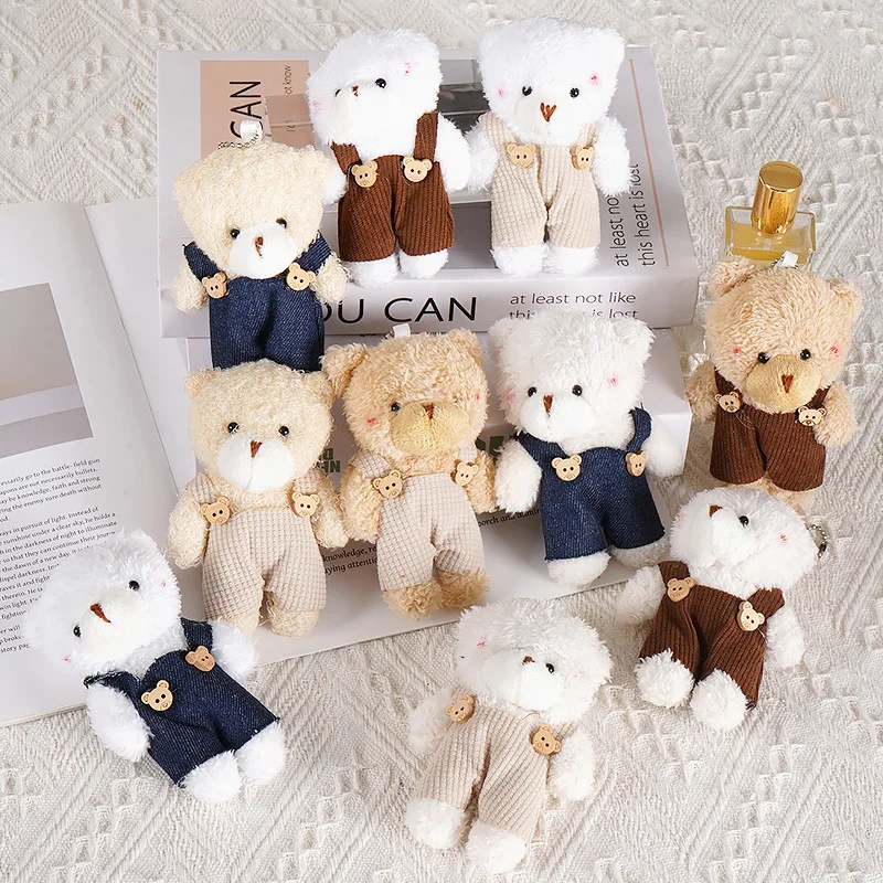 50pcs/lot Plush Teddy Bears Toys Pendant Animal Stuffed Dolls Kawaii Girl Mini Bear Key chain Bag Pendant Children Party Gifts