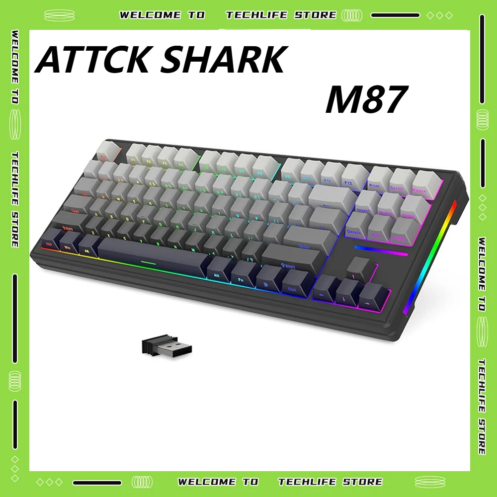 

ATTACK SHARK M87 Tri-Mode 75% Wireless/wired Mechanical Custom Gaming Keyboard Hot-Swappable 2.4 RGB Backlit PC Mac Gamer Office