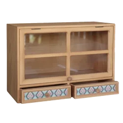 Retro Multi-functional Storage Cabinet Drawer Type Perfume Cosmetics Storage Box Desktop Wooden Organizer Container