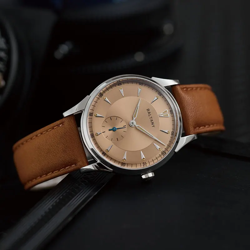 Baltany Design ساعة ميكانيكية ريترو S4101 5Bar سطح تصلب IP ضوء ذهبي حافظة 38.5 مللي متر ST1701 ساعة رسمية أوتوماتيكية للرجل
