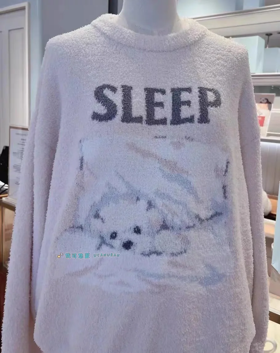 Women's Autumn and Winter Thermal Pajamas Sets GP Knitted Warm Loungewear Sleep Dog Female Soft Comfortable Thickened Sleepwear