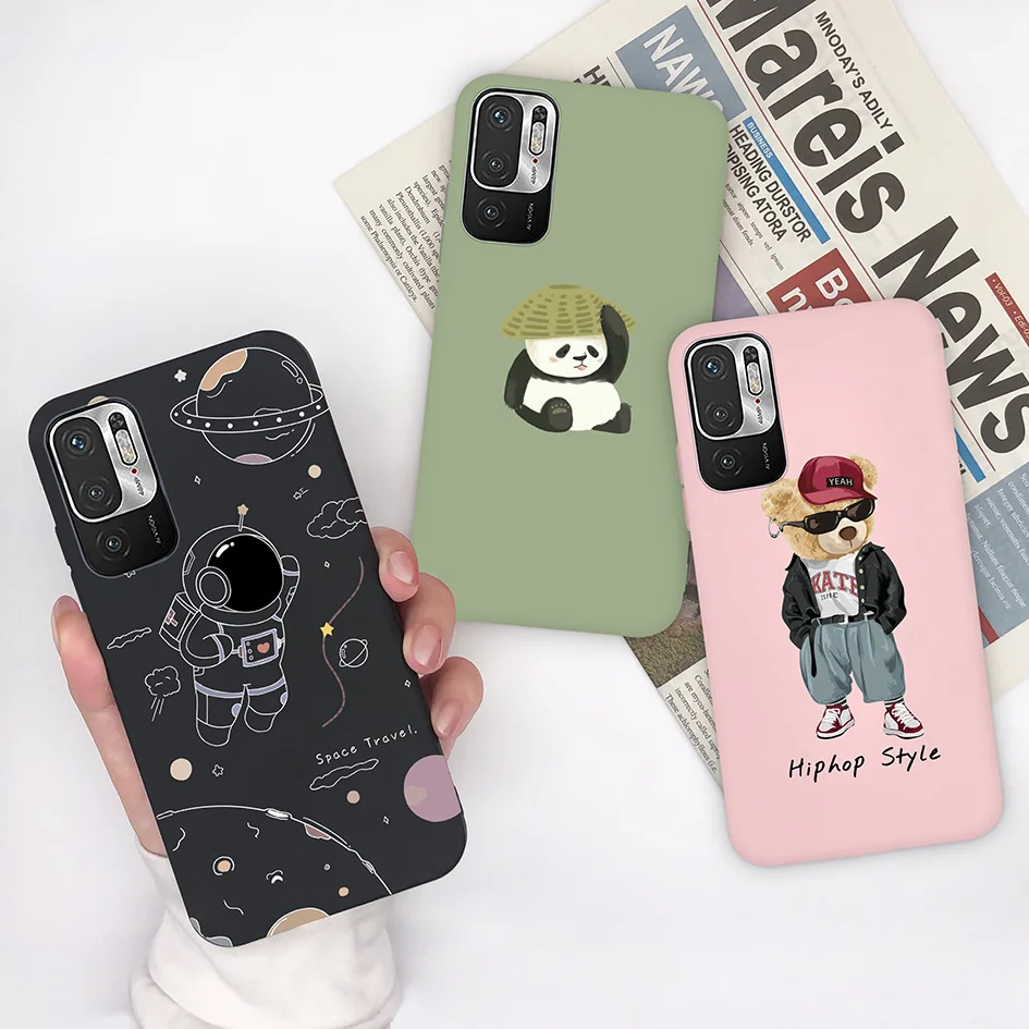 حافظة لهاتف شاومي ريدمي نوت 10 5G حافظة ملونة على شكل ديناصور على شكل زهرة الدب سيليكون لهاتف ريدمي نوت 10T 11 SE Poco M3 Pro 5G كابا