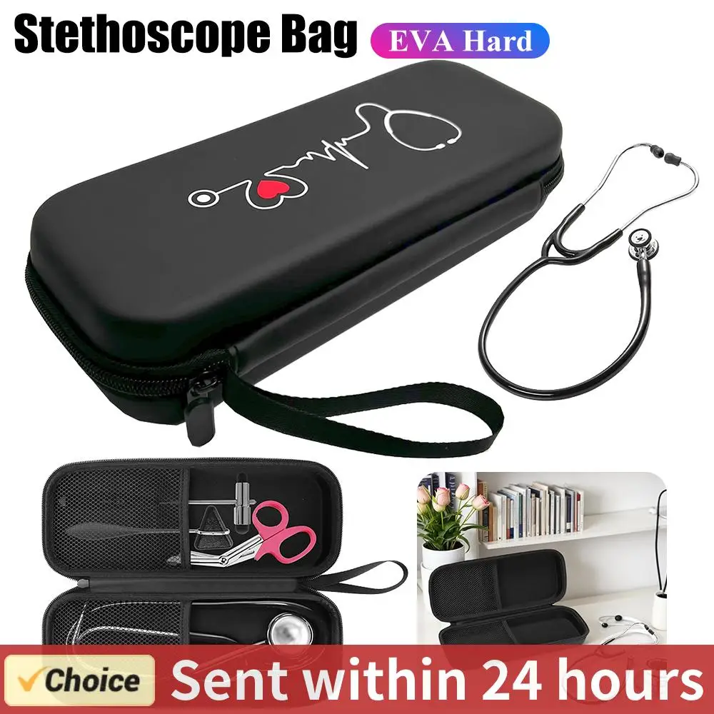 Stethoscope Case PU Stethoscope Bag Anti-scratch Stethoscope Travel Bag with Mesh Bag for 3M Littmann MDF ADC Omron Stethoscopes