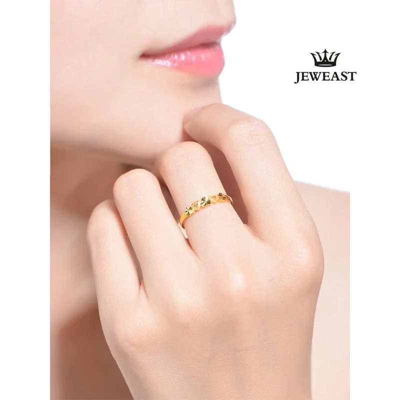 24k Gold Ring Female Heart Simple Exquisite Women Gift Party Trendy Fine Jewelry Wedding Rings Bands 2025 Engagement Classic