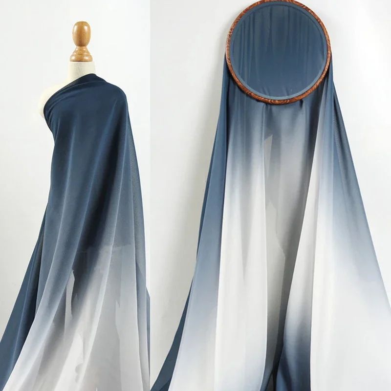 Gradient translucent chiffon fabric performance dress dress floral slip clothing fabric curtain material decorative background