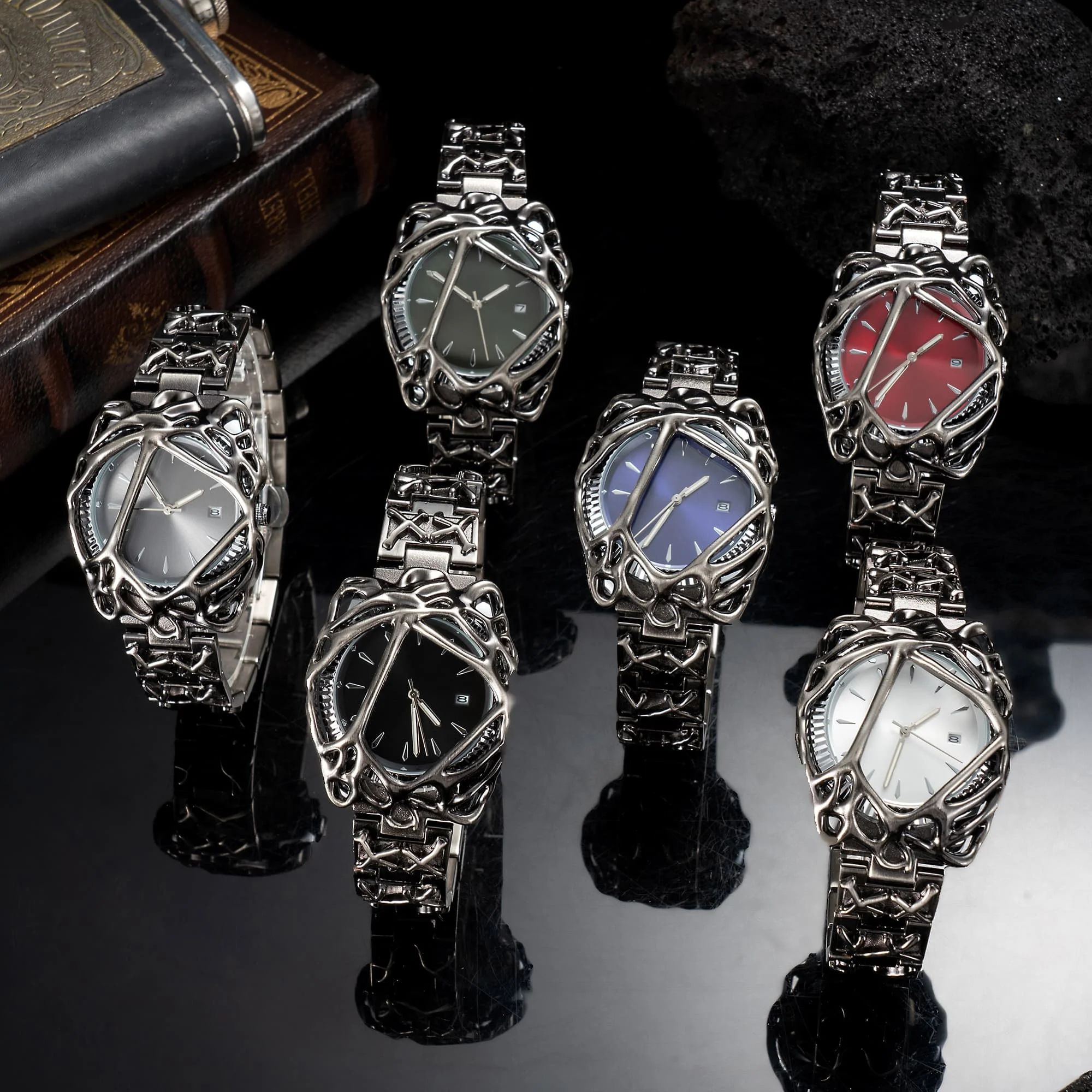 

Стильные противоположные часы с виноградной лозой, классические креативные деловые повседневные водонепроницаемые мужские кварцевые часы из нержавеющей стали, рождественский подарок