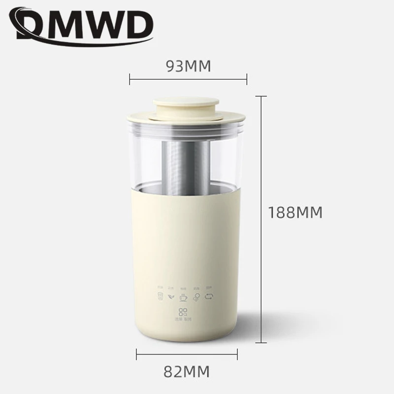 DMWD 350ml Electric Water Kettle Automatic Milk Tea Cup Portable Coffee Machine Milk Froth Maker 304 Stainless Steel Filter 220V