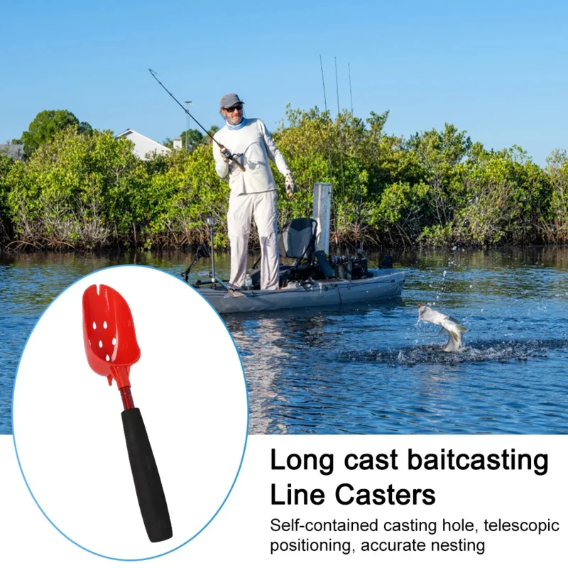 Bait Throwing Spoons Retractable Fish Bait Casting Scoop Lightweight Long Handle Non Slip Fishing Tackle Accessory image 5