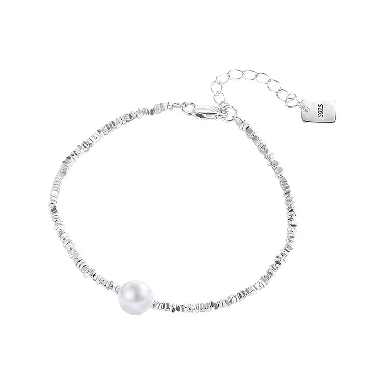 925 Sterling Silver Bracelets for Women Men Accessories Trendy Vintage Pearl Simple Vintage Pendant Party Jewelry