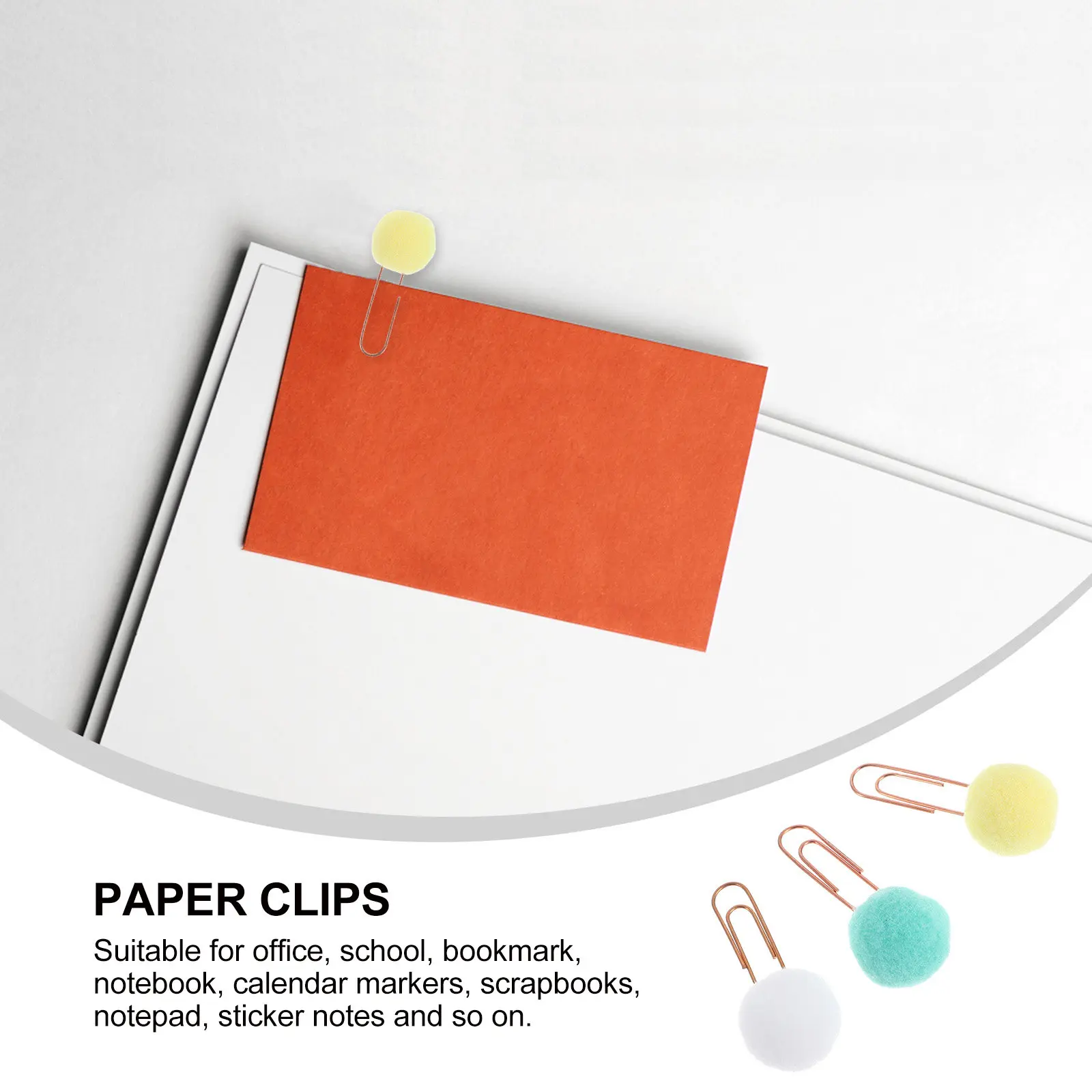 50Pcs Pompon Ball Shaped Metal Paper Clips Candy Colors Bright Light Design Study Work Organizer Creative Bookmark Clip Photo