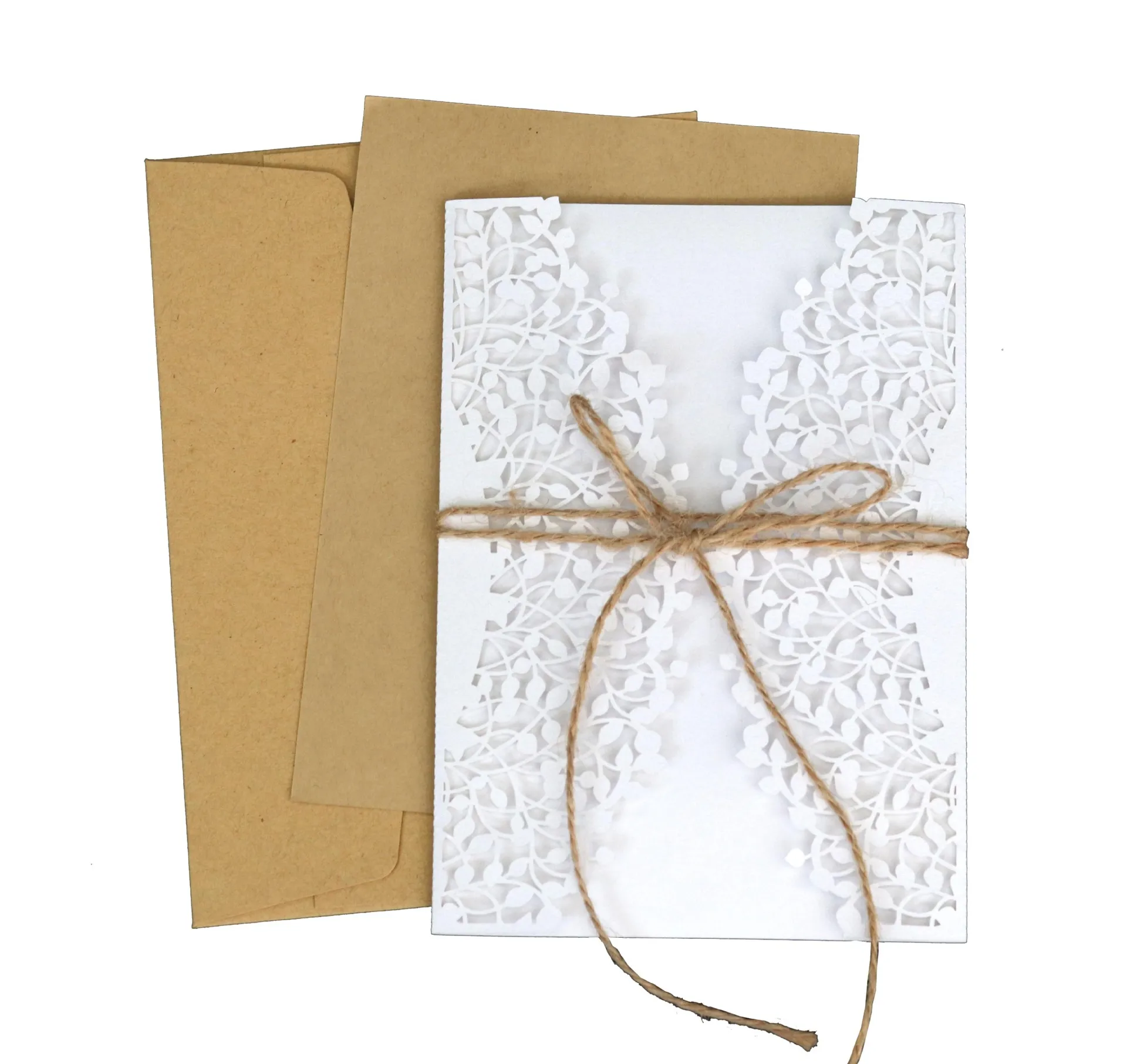 50pcs Laser Cut  Engagement Wedding Invitations Card Lace Hollow Greeting Cards  Invites with Ribbon Party Favors