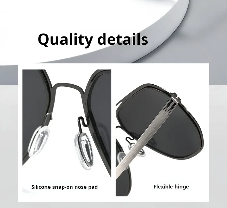 YIMARUILI Herren- und Damenmode Pilot Polarisierte Sonnenbrille Retro UV400 Schraubenloses Design Optische Brillen mit Sehstärke BD96 – Detail 3