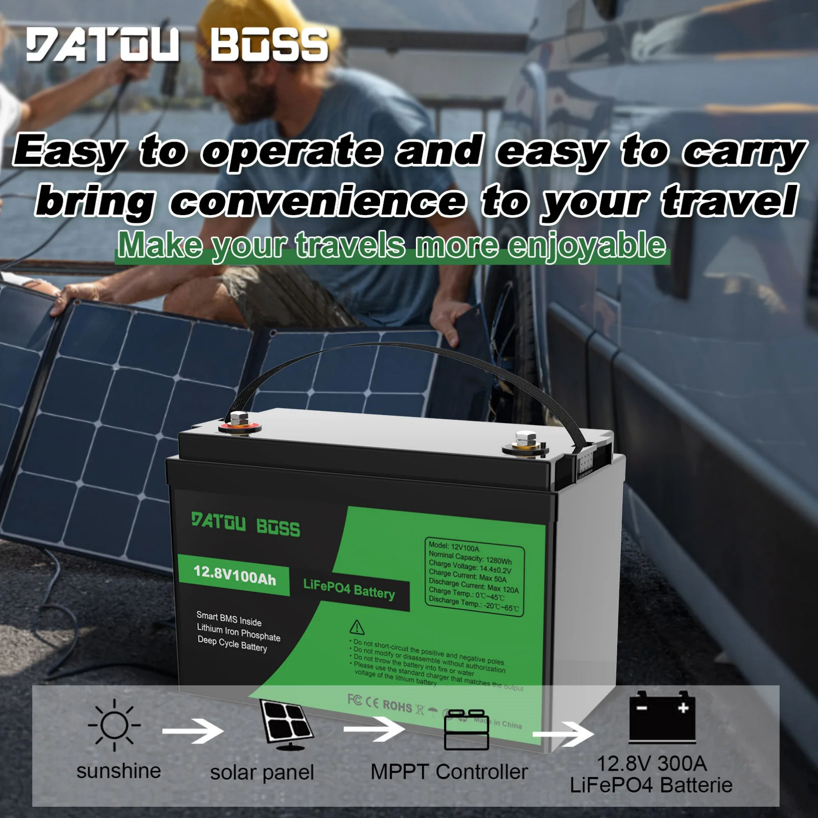 DATOUBOSS LiFePO4バッテリー 12V 24V/100Ah リチウム鉄リン酸 
