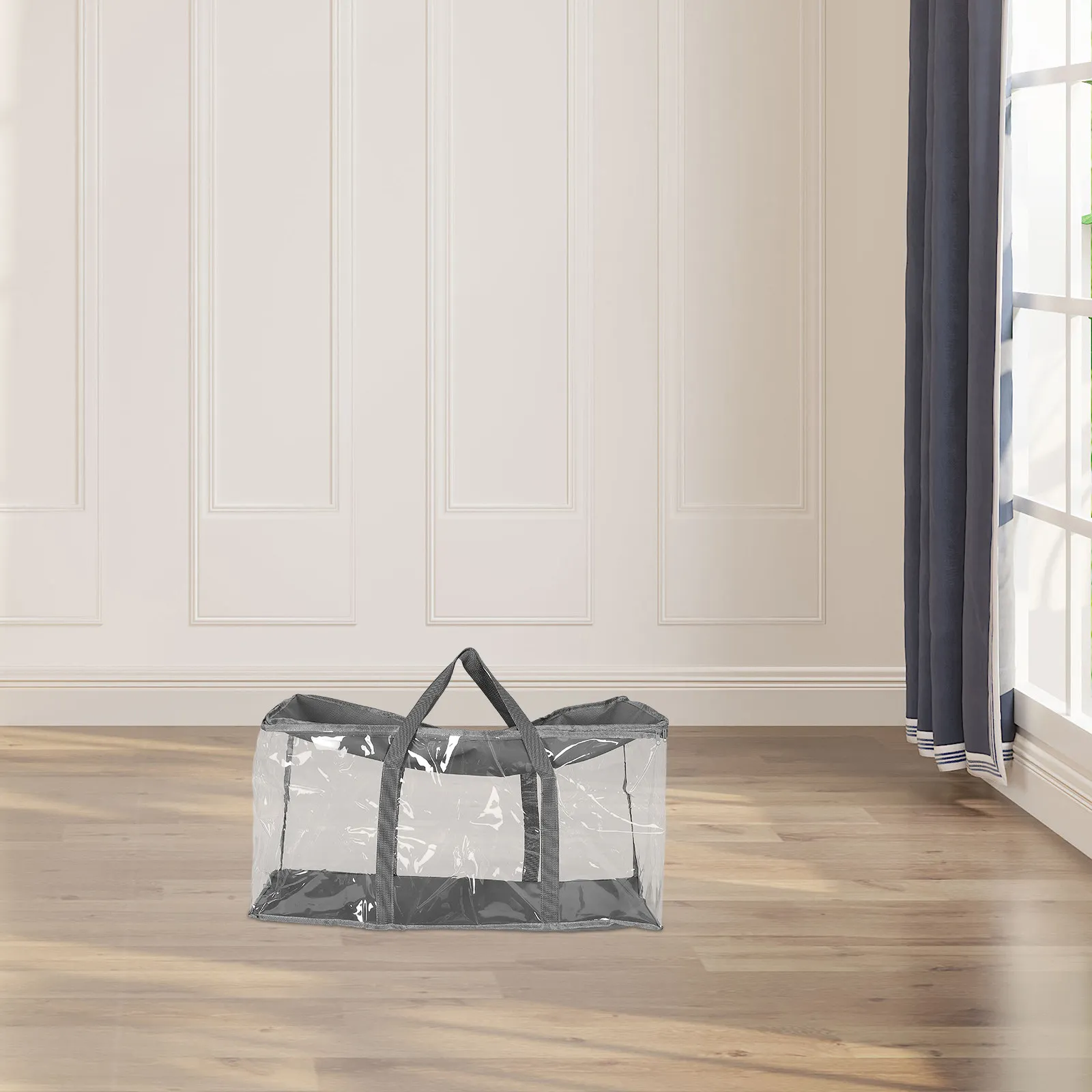 

Foldable Clear Book Storage Box with Zipper Books and Clothes Organizer for Dorm Classroom Space Saving Bin