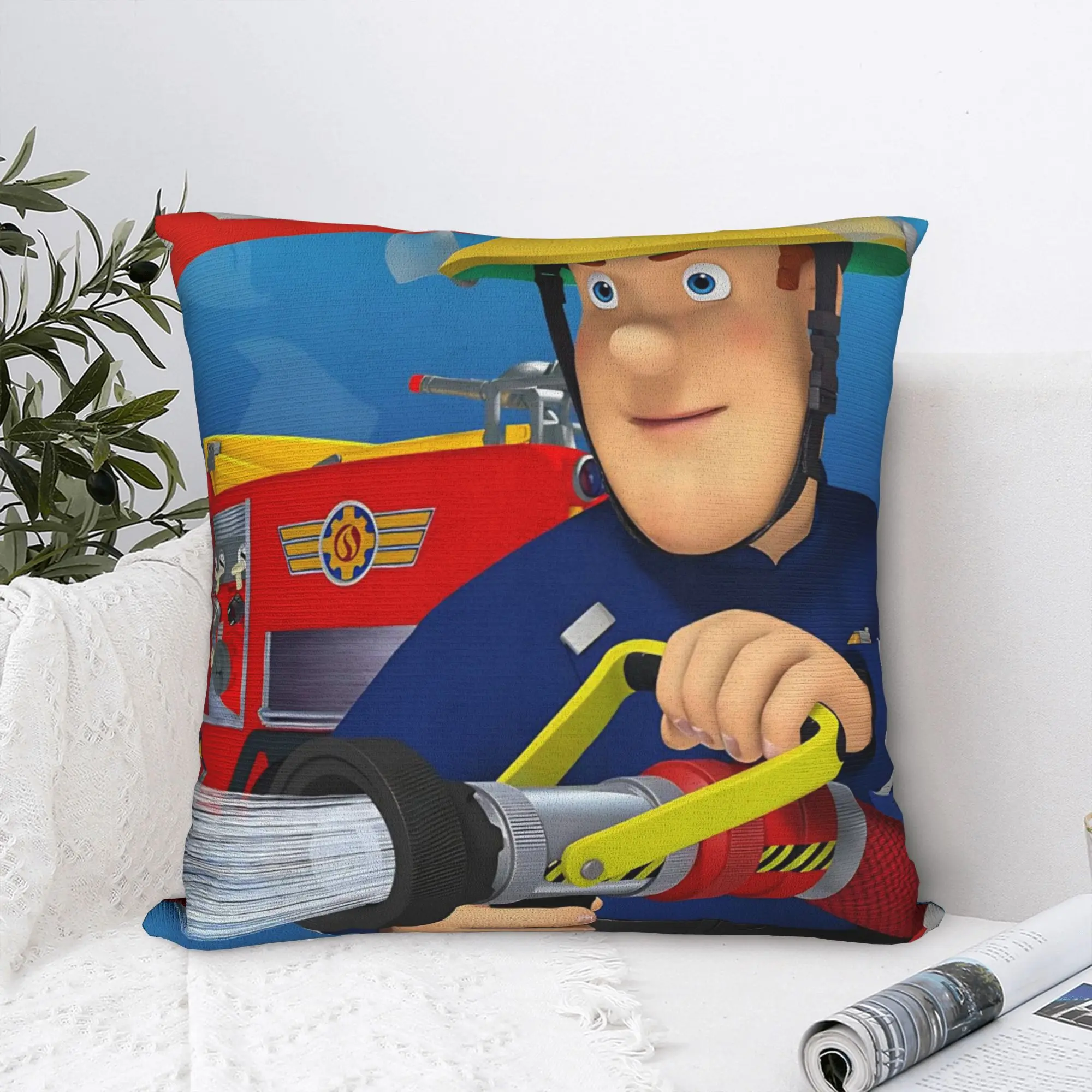 Fireman Sam Square Pillowcases Polyester Living Room Firefighters Cushion Cover Creative Decorative Throw Pillow Case 40*40