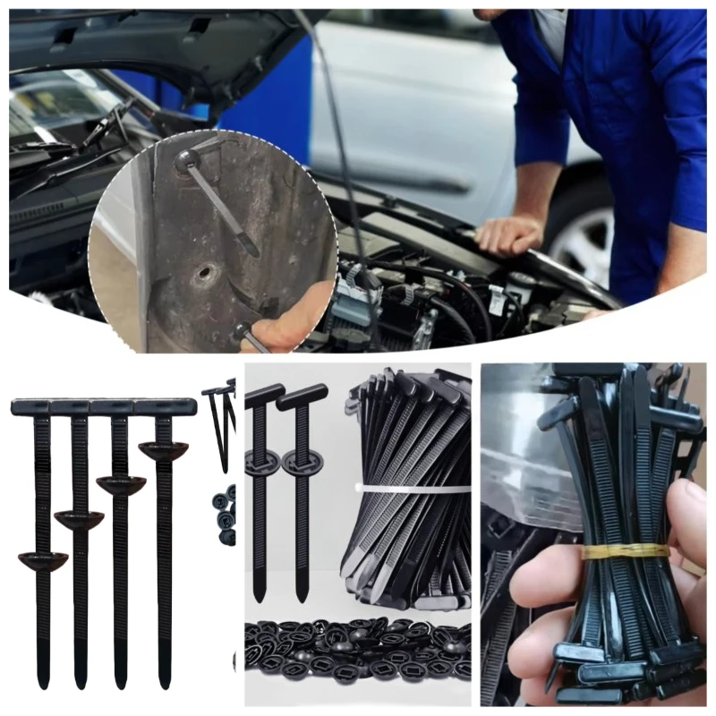 Car Nylon Black Cable Ties Push Mount Wire Harness Fastener Cable Clamp Clips Cable Ties Management Car Wire Organizers