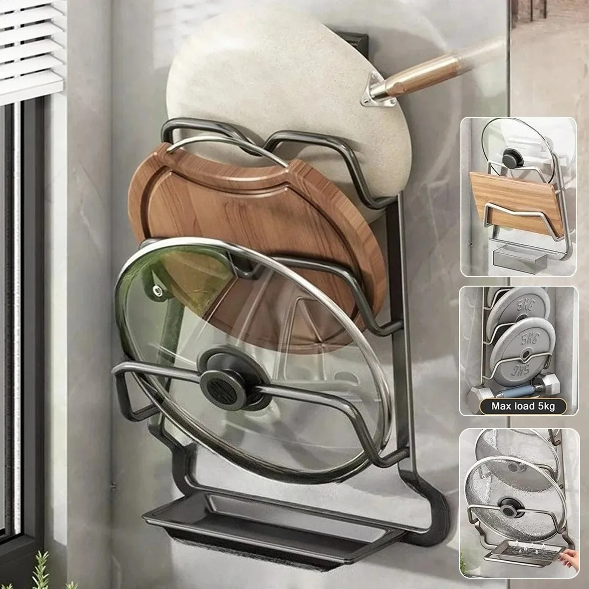 

Кухонный органайзер, настенные стеллажи для крышек кастрюль, 2/3 слоя, металлическая нержавеющая многофункциональная стойка для крышек кастрюли, стеллаж для хранения крышек кастрюли