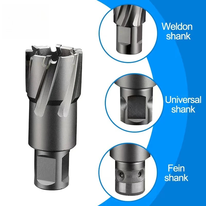 TCT Annular Cutter 12mm Diameter 35mm Cutting Depth, High Speed Wear Resistant Weldon Shank Core Drill Bit for Metal Drilling