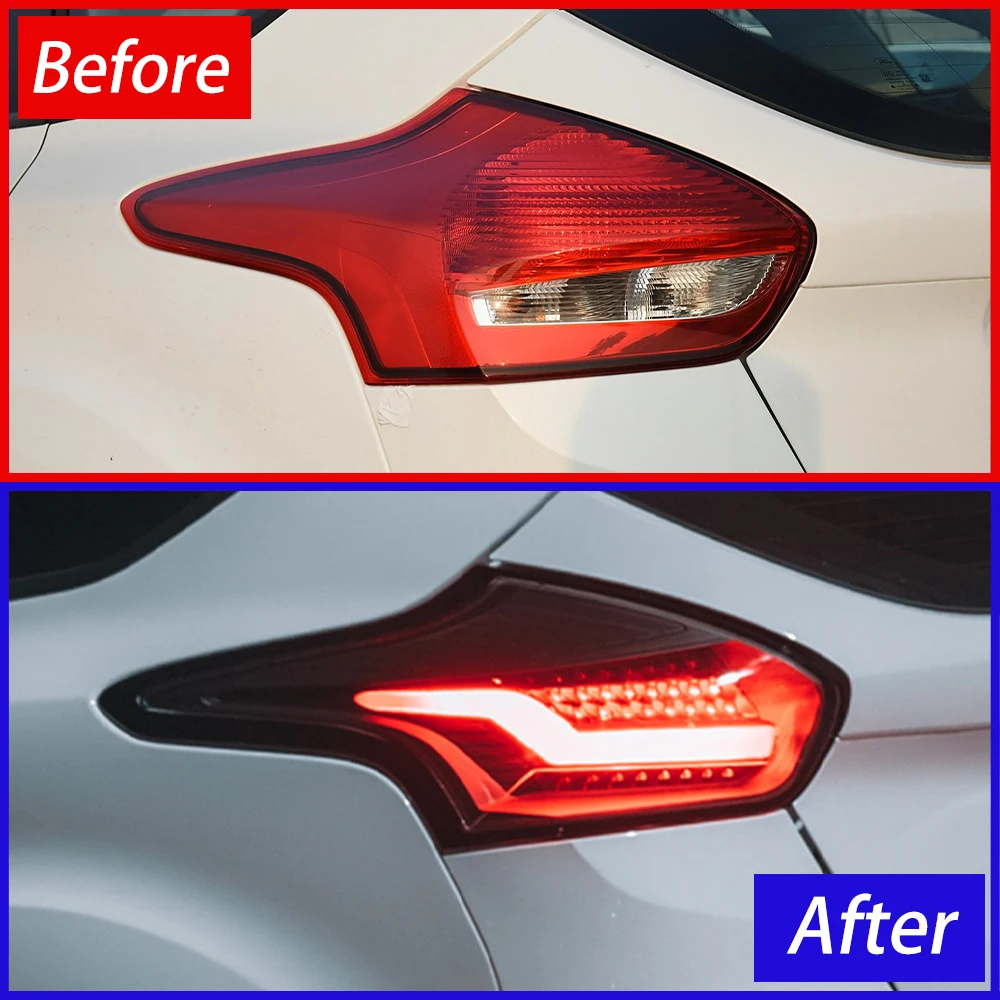 Car Taillights Assembly For Ford Focus Hatchback 2015-2018 LED Auto Rear Back Lamps Upgrade Flashing Signal Light Accessories