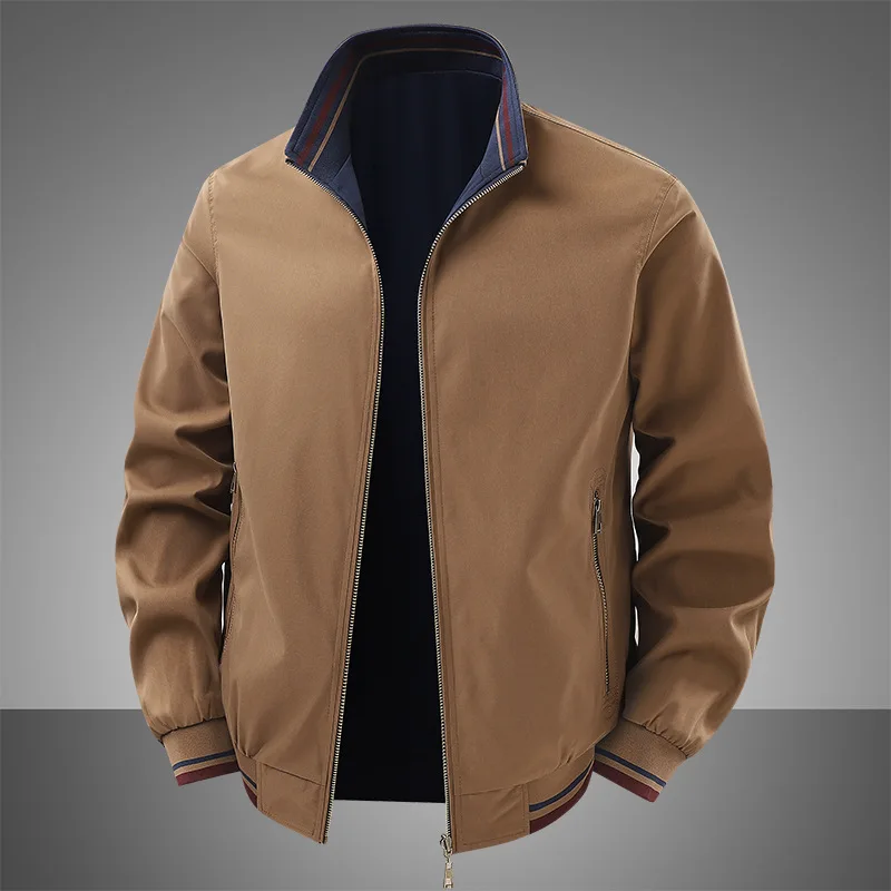 2026 New Jacket Spring and Autumn Men's Double Sided Stand Up Collar Casual Coat