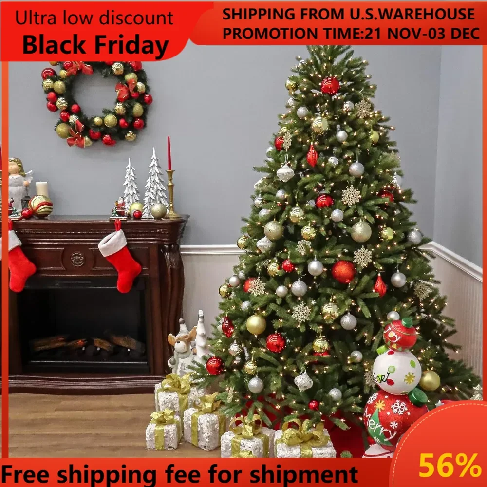 Feel Real' Pre-lit Artificial Christmas Tree Includes Pre-strung White Lights Jersey Fraser Fir-7.5ft Easter Christmas Halloween