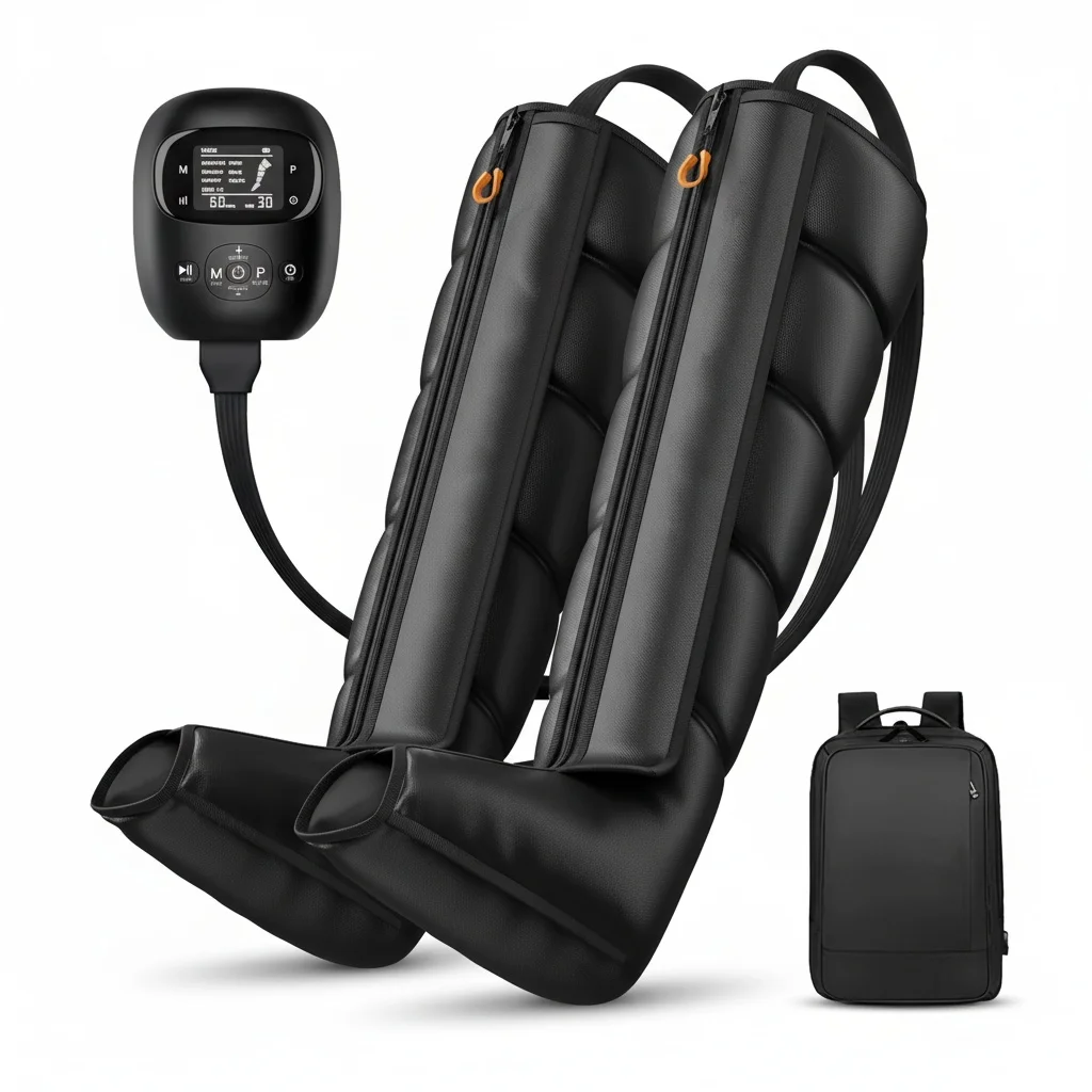 

Air Compression Leg Massager, 5 Chambers 60-220mmHg, Lymphatic Drainage Device, Rechargeable Sequential Compression Machine