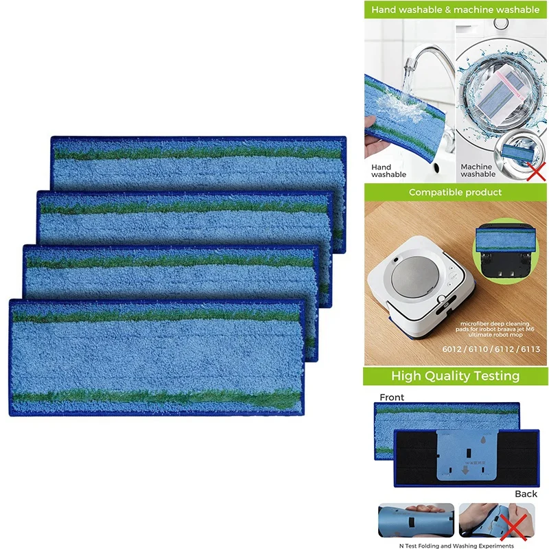 Mop Pad Accessories For Irobot Braava Jet M6 Series Ultimate Robot Mop,Washable And Reusable Robot Wet Mopping Pads