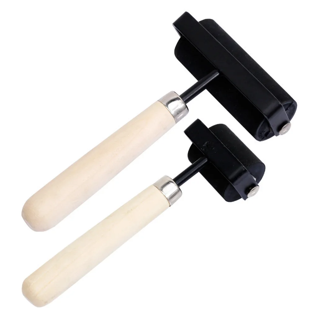 

2PCS Rubber Roller with Solid Wooden Handle Ink Roller for Printing Scrapbooks Wallpapers Stamping (1.5inch:3.5cm/3inch:7
