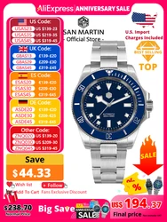 San Martin 40mm Stainless Steel Classic Men Diver Watch Japan NH35 Automatic Mechanical Sapphire Waterproof 300m SN0111