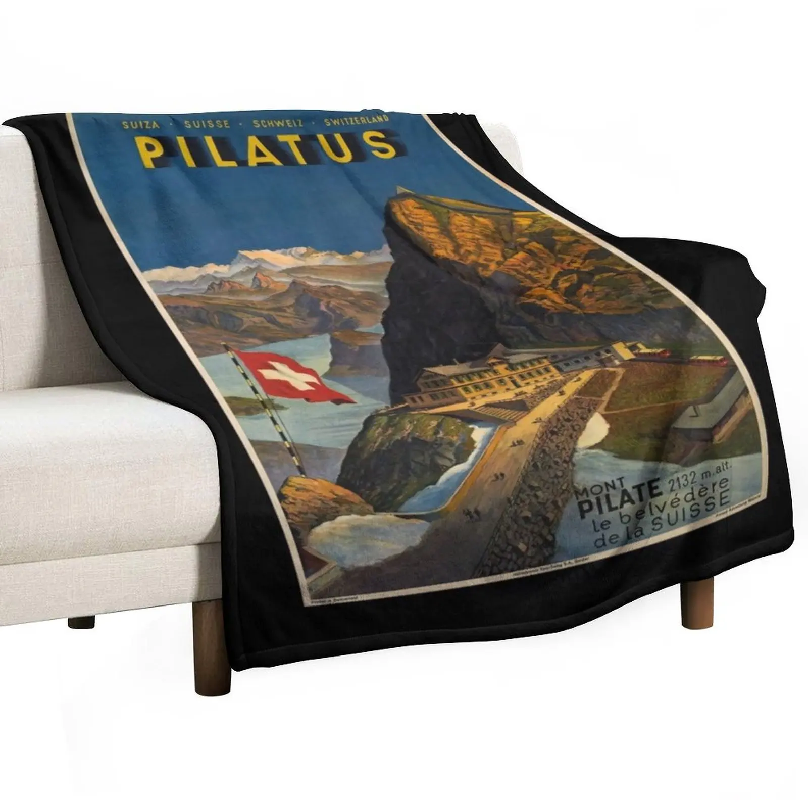 

Pilatus vintage travel poster Throw Blanket Decorative Sofa Bed linens Personalized Gift Flannels Blankets