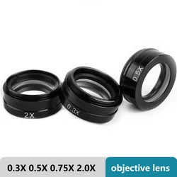 Lente de vidrio de objetivo auxiliar Barlow WD165 para Zoom 180X 130X, lente de montaje en C, cámara de microscopio de Video industrial, 0,75 X, 0,3 x, 2x, 0,5 x