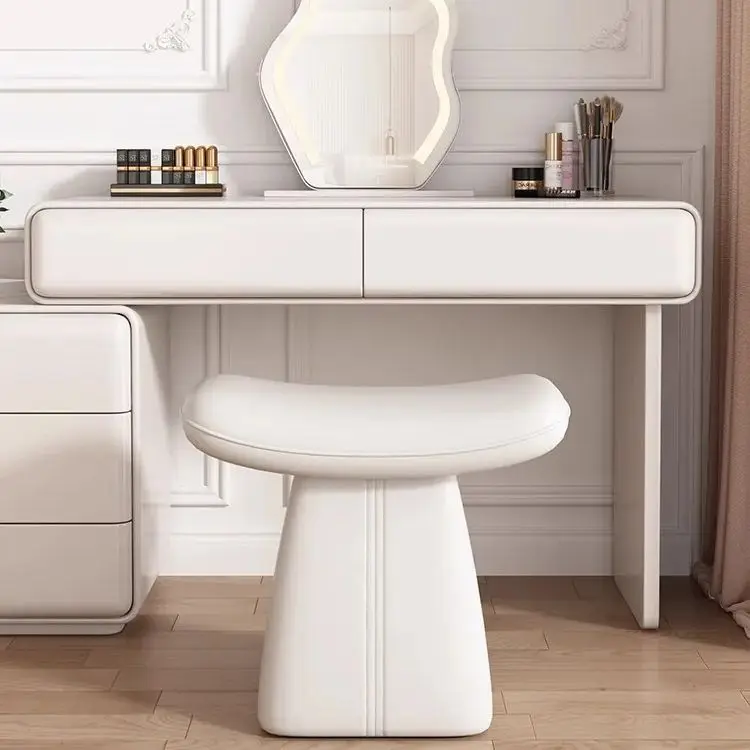 

Italian Style Makeup Stool Solid Wood Dressing Stool Nordic PU Leather Art Piano Stool Household Bedroom Shoe Changing Stools