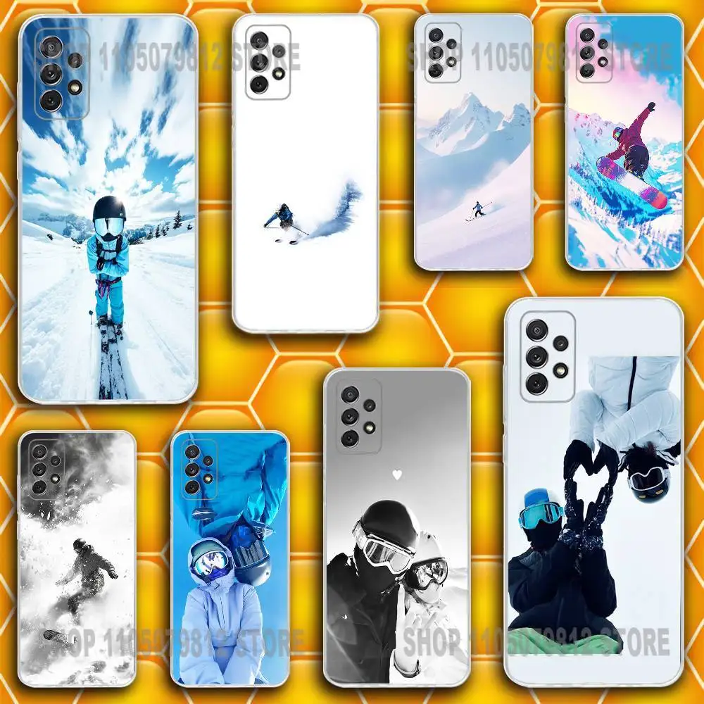 

Snowboarding Sport Passion Phone Case Silicone For Samsung S30,23,21,22,20 FE lite,S10,9,PIus Note20ultra Soft Transparent