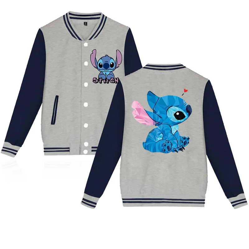 Y2k Stitch Disney Hoodie Baseball Jacket Men Women Sweatshirt Kids Boys Girls Harajuku Jackets Streetwear College Coats Y2k