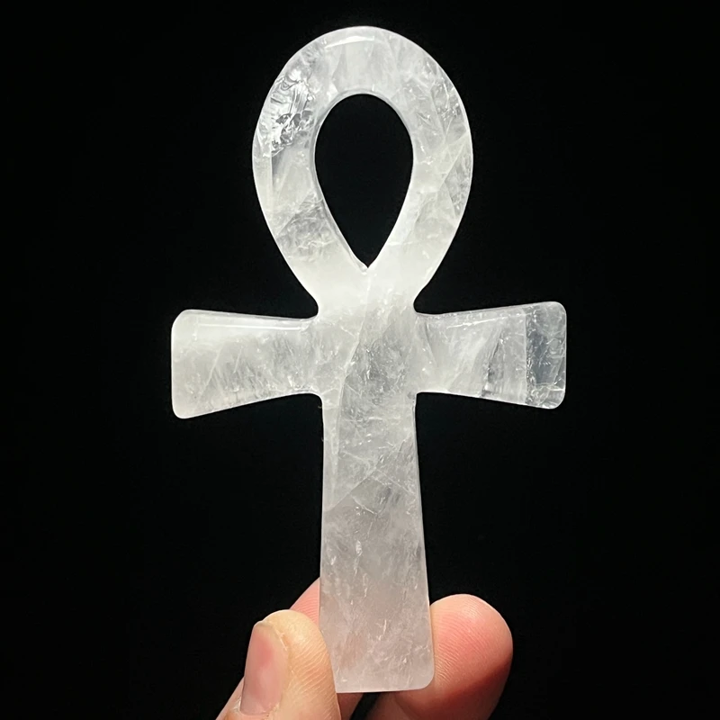 Natural Healing White Crystal Anka Cross Egyptian Ankh Life Symbol Hand Carved Craft Orgone Used for Meditation Stone