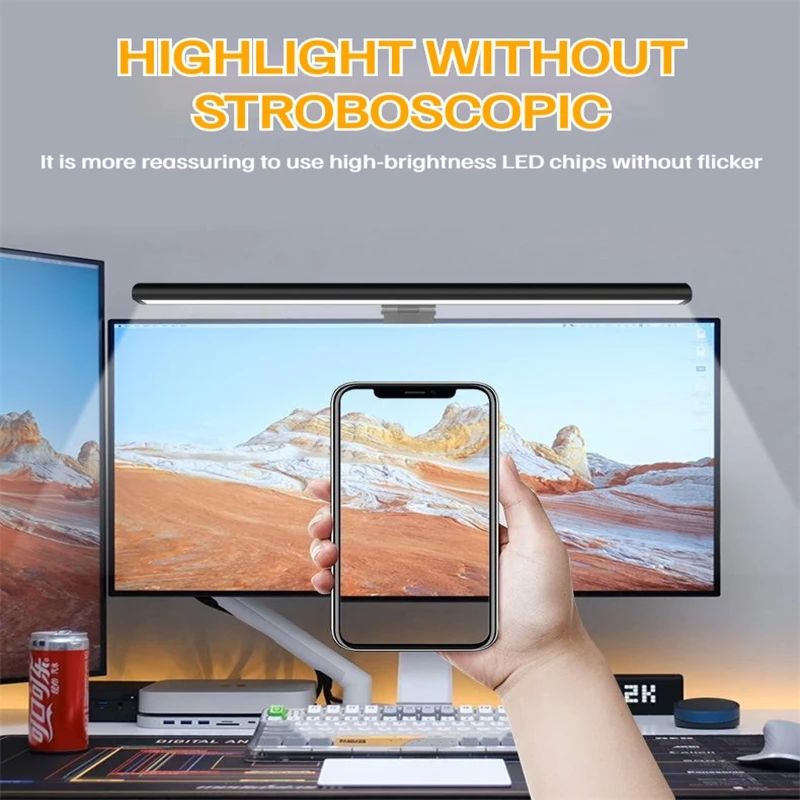Stepless Dimming Screenbar Lamp Computer Screen Hanging Lamp Eyes Protection Bar For Learning Reading Monitor Lamp Led Desk Lamp