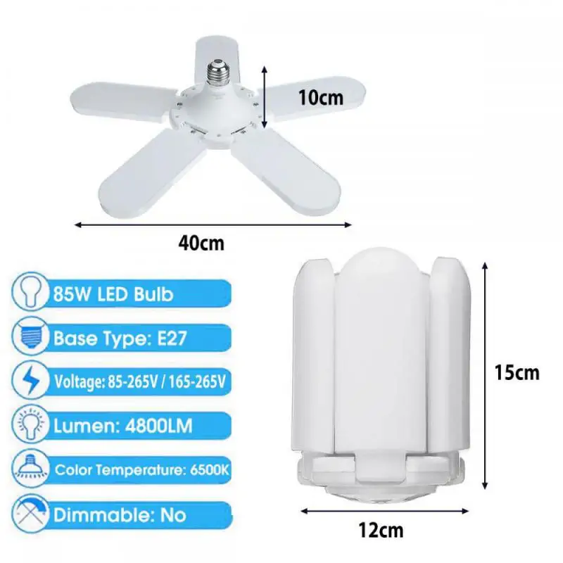 Imagem -06 - Luz de Teto Led Ajustável para Garagem Lâmpada Deformável Oficina de Iluminação Armazém e Oficina 85w 20000lm Mais Lâminas