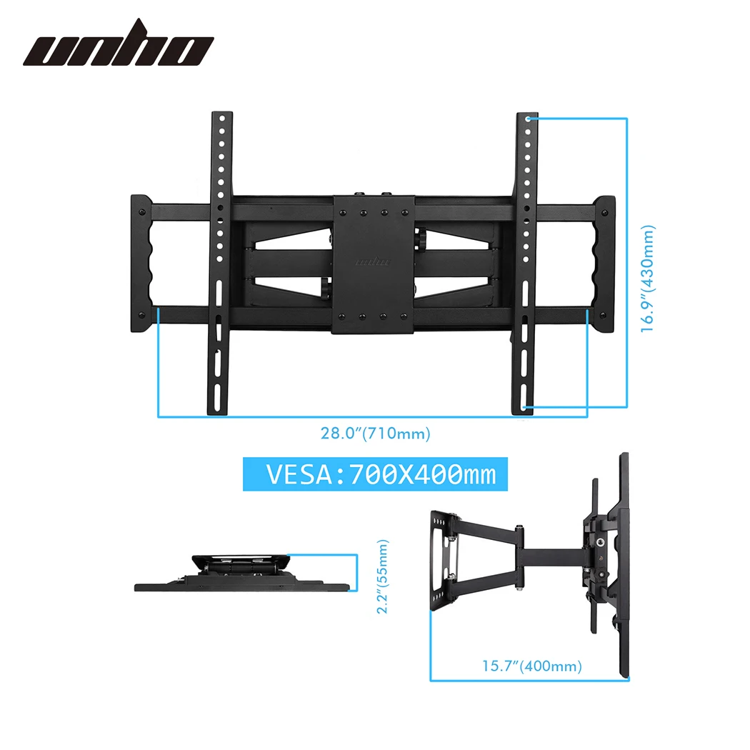 Full Motion TV Wall Mount Tilt Swivel TV Bracket with Dual Arms for 32-85 Inches LED LCD