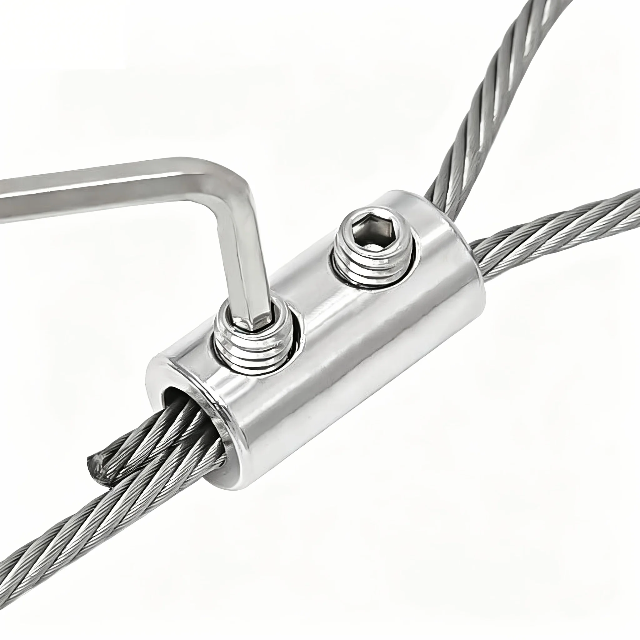 4PCS Double Hole Steel Wire Rope Lock Adjustable Cable Clip for DIY Home Improvement Outdoor Activities