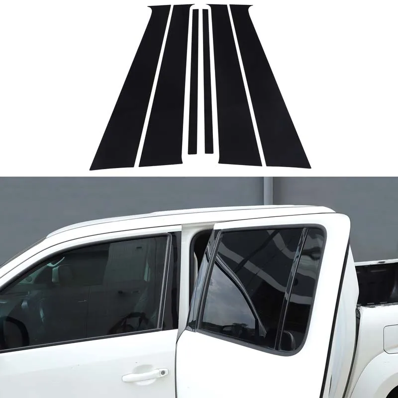 6PCS Glossy Black Car Door Window Pillar Posts Trim Covers Sticker For Volkswagen Amarok 2011-2018 Exterior Accessories